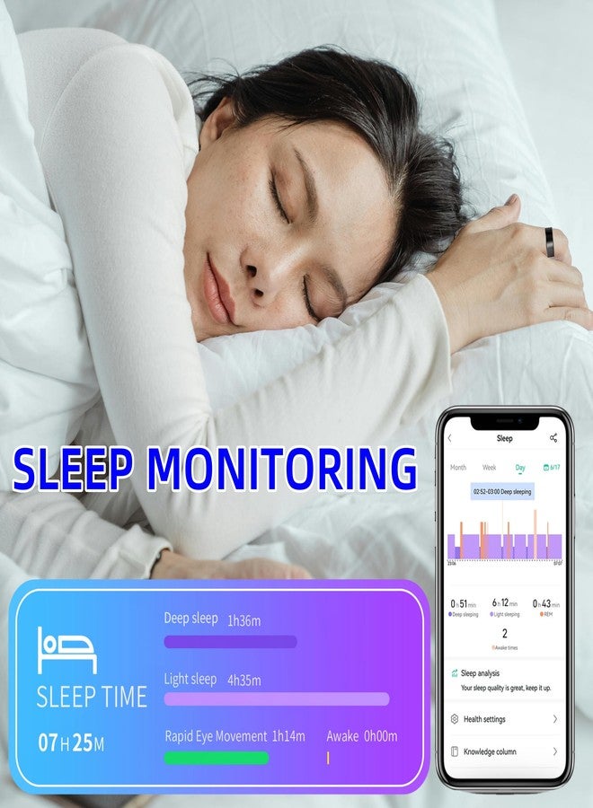 خاتم ذكي، جهاز تتبع الصحة، خواتم صحية للرجال والنساء، خاتم نوم مع علبة شحن وواقي للخاتم، جهاز تتبع لياقة بدنية مقاوم للماء بمعيار IP68، تصوير عن بعد، رعاية عائلية، بدون رسوم تطبيق (ذهبي وردي، 10#) - Image 4