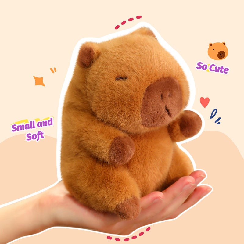 Ditucu Palm-Sized Capybara Stuffed Animals Cute Soft Plush Doll Small Capibara Plushies Toys Gifts for Kids Brown 5 inch - Image 3