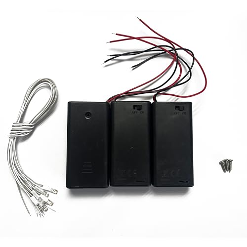 Kisoy ملحقات منزلية DIY من كيسوي لبيت الدمى 3 قطع من حوامل بطاريات AA مع 6 قطع من أسلاك إضاءة LED - Image 1