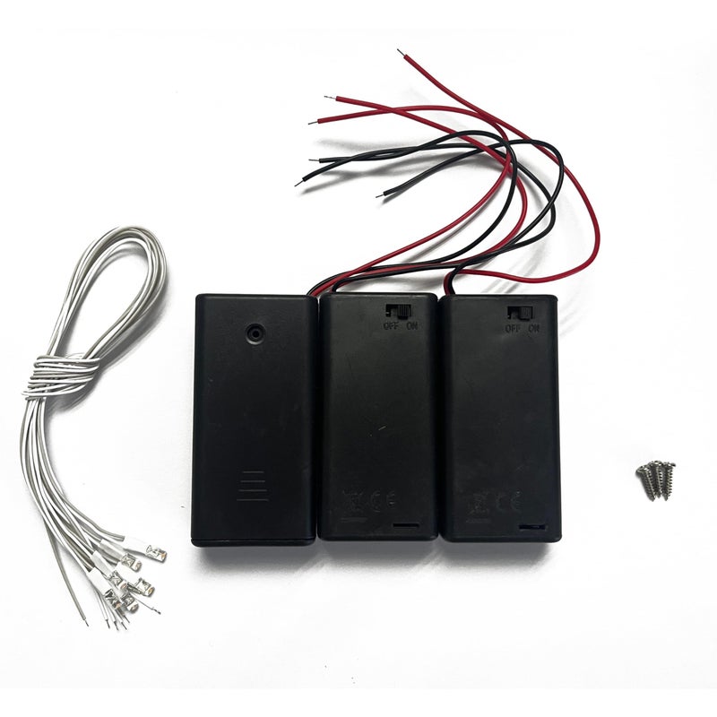 Kisoy ملحقات منزلية DIY من كيسوي لبيت الدمى 3 قطع من حوامل بطاريات AA مع 6 قطع من أسلاك إضاءة LED - Image 3