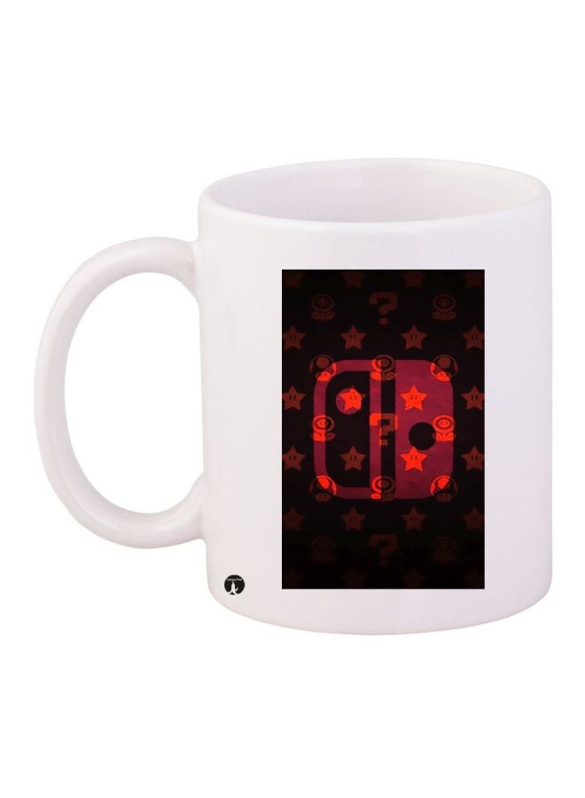 Star Printed Coffee Mug White/Black/Red 11ounce