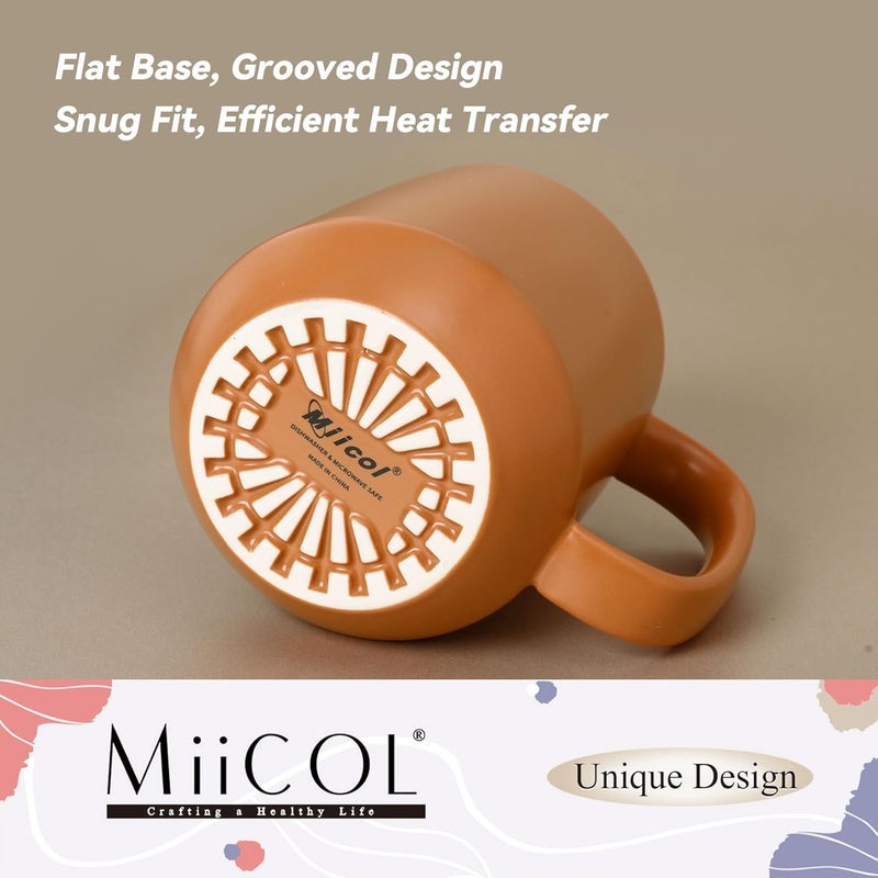 Miicol Ceramic Coffee Mug, 16 oz / 455ml Large Coffee Cup, Tea Mug with Handle, Flat Bottom Mug for Men, Women, Office, Microwave and Dishwasher Safe, Multi-Color, Burnt Orange - Image 5