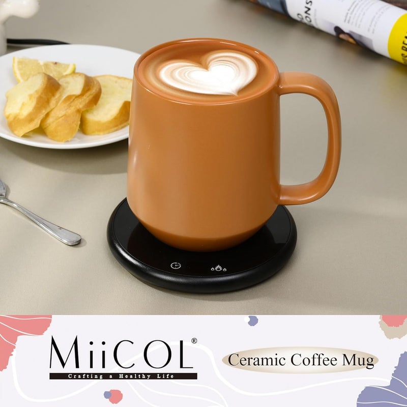 Miicol Ceramic Coffee Mug, 16 oz / 455ml Large Coffee Cup, Tea Mug with Handle, Flat Bottom Mug for Men, Women, Office, Microwave and Dishwasher Safe, Multi-Color, Burnt Orange - Image 2