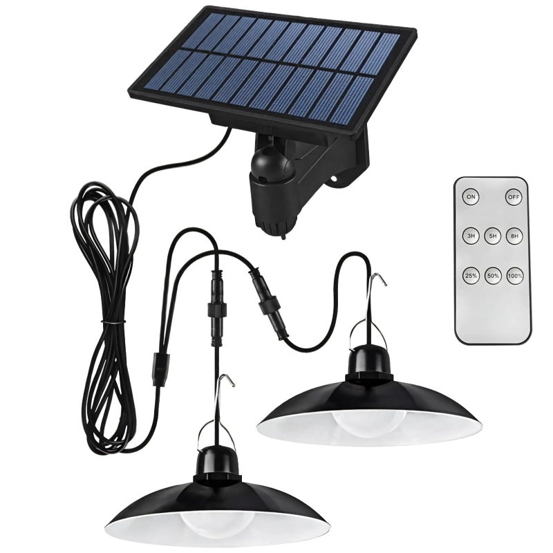 Black Solar Pendant Light Waterproof Remote Control IP55 Indoor Outdoor Camping Lighting - Image 2