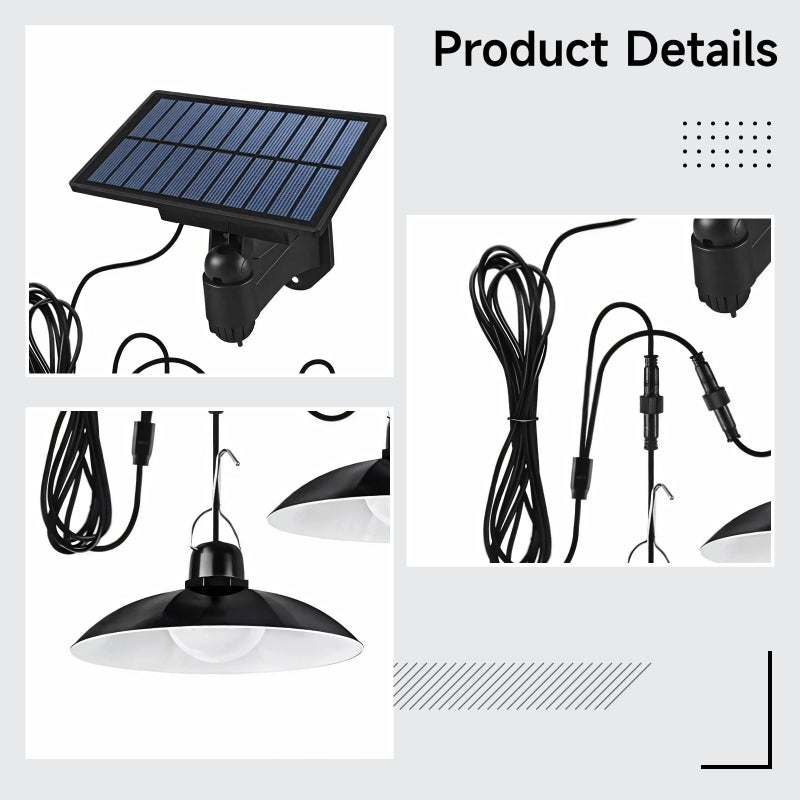 Black Solar Pendant Light Waterproof Remote Control IP55 Indoor Outdoor Camping Lighting - Image 5