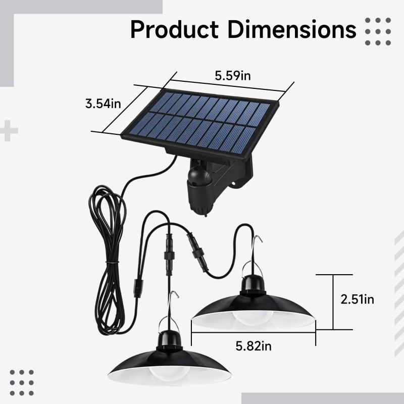 Black Solar Pendant Light Waterproof Remote Control IP55 Indoor Outdoor Camping Lighting - Image 4
