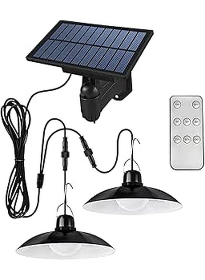 Black Solar Pendant Light Waterproof Remote Control IP55 Indoor Outdoor Camping Lighting - Image 1