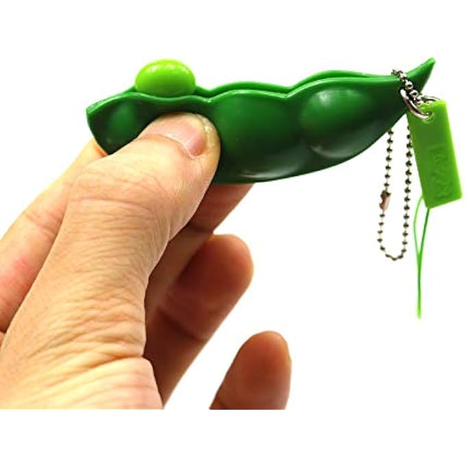 SKEIDO 3-Pack Squeeze-a-Bean Fidget Keychains - Edamame Soybean Stress Relief Toys with Extrusion Bean Design, Portable Sensory Keyring for Anxiety Relief, Focus Improvement and Habit Control (Green) - Image 3