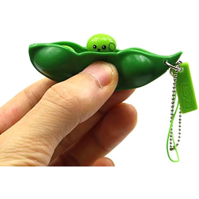 SKEIDO 3-Pack Squeeze-a-Bean Fidget Keychains - Edamame Soybean Stress Relief Toys with Extrusion Bean Design, Portable Sensory Keyring for Anxiety Relief, Focus Improvement and Habit Control (Green) - Image 4
