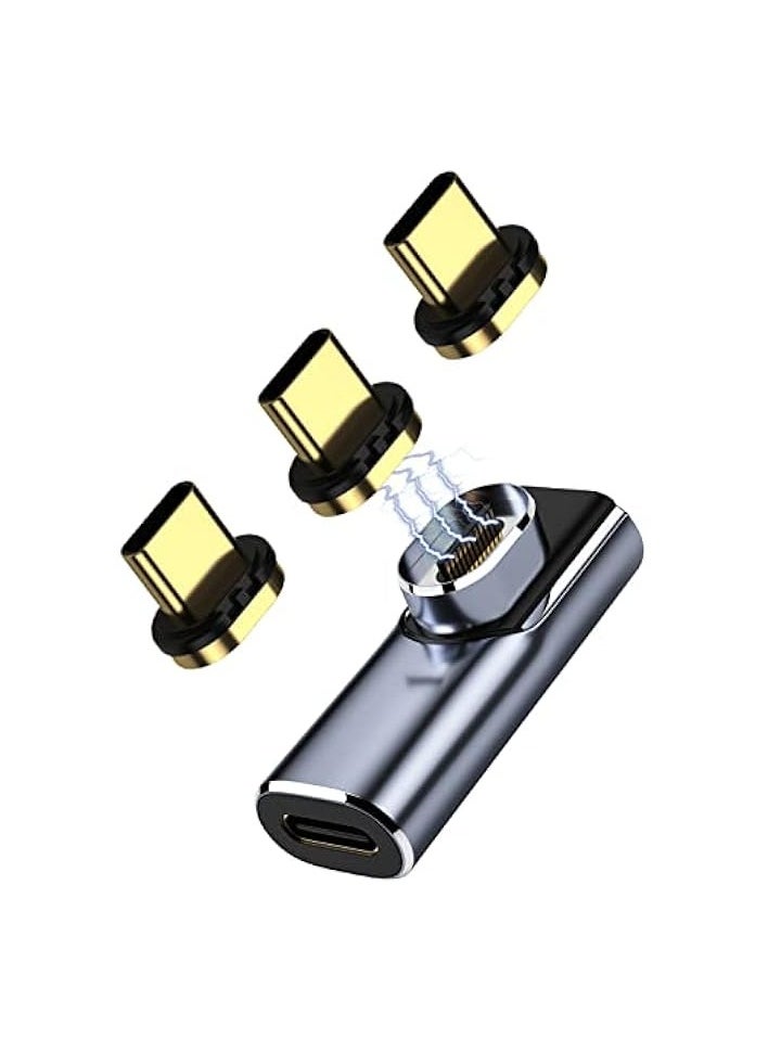 erorex - USB C Magnetic Adapter - 3 Connector Tips, 90 Degree Right Angle Type C Adapter Support 100W Fast Charge 40Gbps Data Transfer 8K@60Hz Video Output for MacBook and More Type C Devices - Image 1