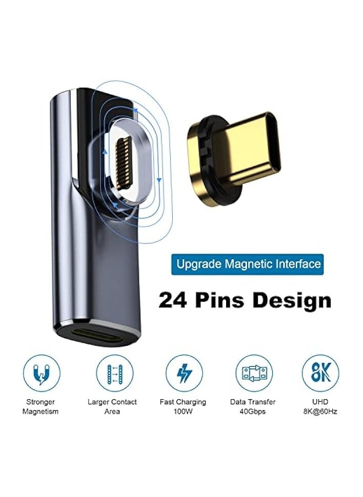 erorex - USB C Magnetic Adapter - 3 Connector Tips, 90 Degree Right Angle Type C Adapter Support 100W Fast Charge 40Gbps Data Transfer 8K@60Hz Video Output for MacBook and More Type C Devices - Image 1