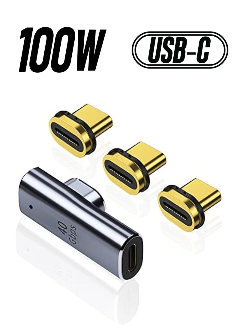 erorex - USB C Magnetic Adapter - 3 Connector Tips, 90 Degree Right Angle Type C Adapter Support 100W Fast Charge 40Gbps Data Transfer 8K@60Hz Video Output for MacBook and More Type C Devices - Image 1
