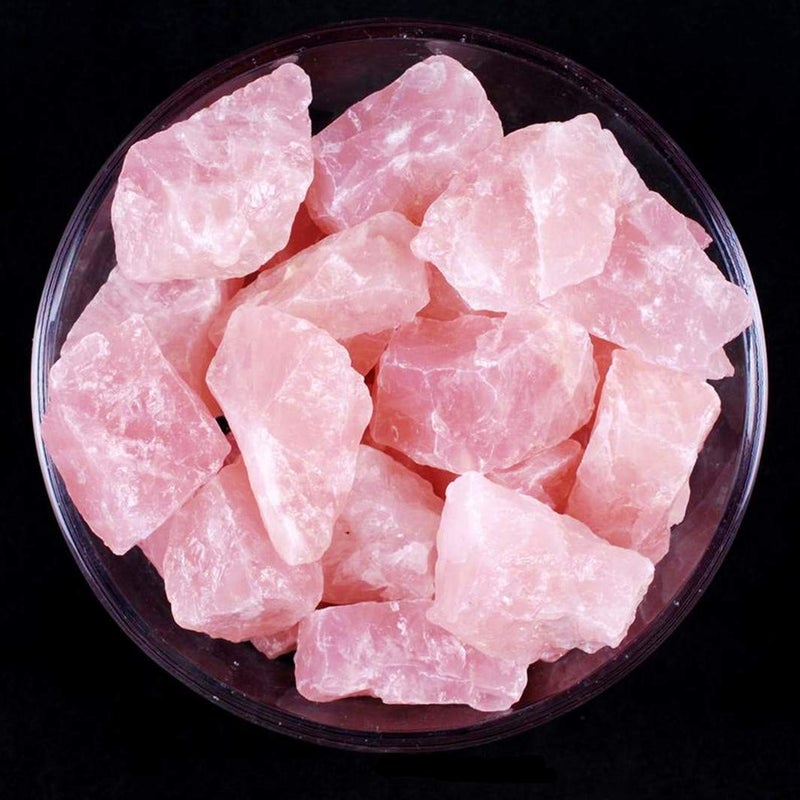 Zenkeeper 1Lb Natural Raw Rose Crystal Large Rose Quartz Stone Rough Gemstones Fountain Bulk Rocks for Tumbling Cabbing Polishing Wire Wrapping Wicca Reiki Crystal Healing