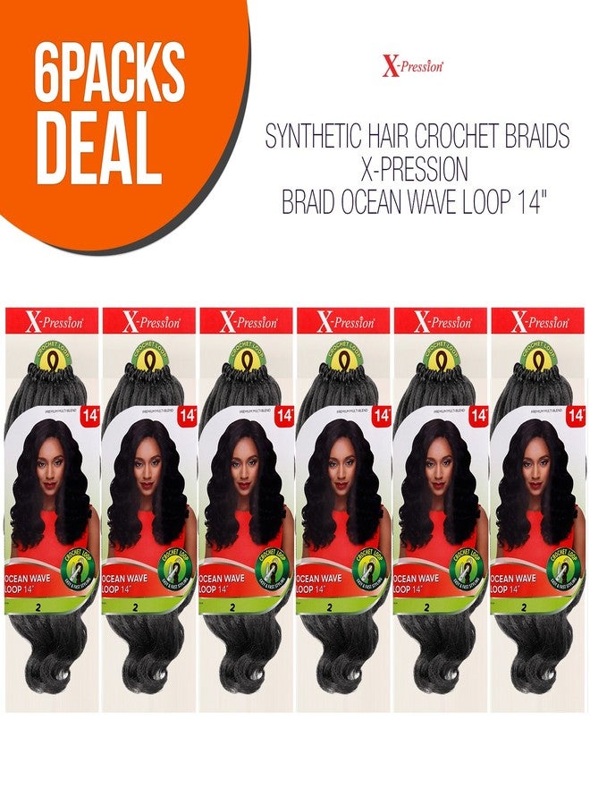 x-pression MULTI PACK DEALS! Outre Synthetic Hair Crochet Braids X-Pression Braid Ocean Wave Loop 14" (6-PACK, 2) - Image 1