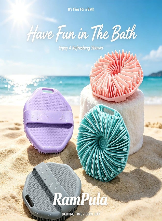 RamPula Silicone Body Scrubber for Shower, Shower Body Brush for Effective Showering Exfoliation and Gentle Massage Back Scrubber with Soft Bristles, Loofah Alternative for Sensitive Skin, Gift for Family - Image 3