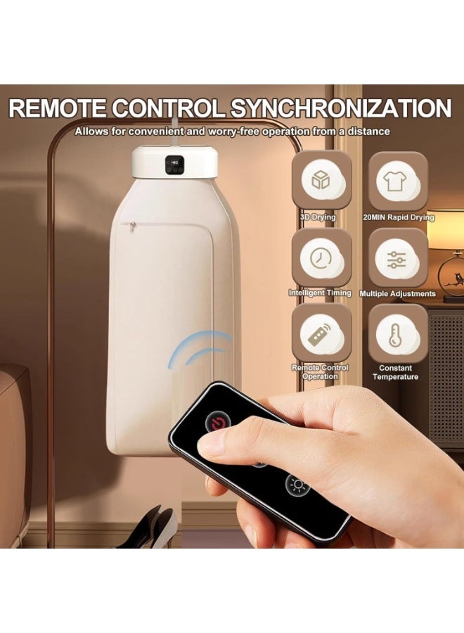 Smart clothes dryer with UV dimming, 1-8 hour timer with two speed settings, compact remote control, and drying function. Quick and easy to use, convenient, suitable for RVs, homes, and apartments. - Image 4