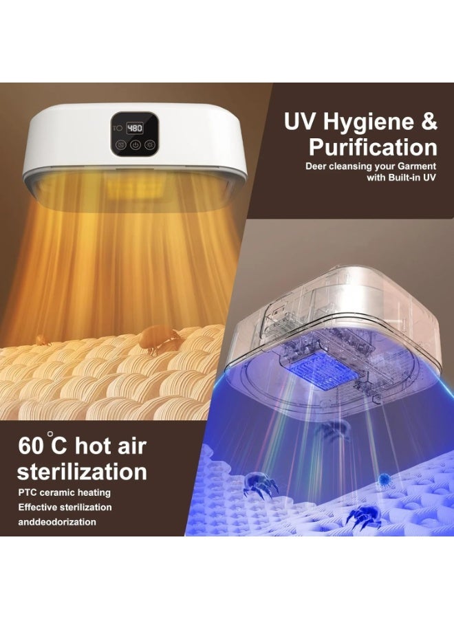 Smart clothes dryer with UV dimming, 1-8 hour timer with two speed settings, compact remote control, and drying function. Quick and easy to use, convenient, suitable for RVs, homes, and apartments. - Image 5