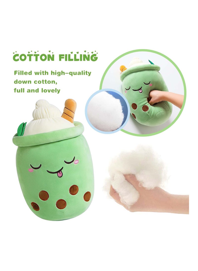 Boba Milk Tea Plush Stuffed Bubble Plushie Cartoon Food Shaped Soft Ice Cream Cup Kawaii Pillow Home Hugging Gift for Kids Green 9.4In - Image 5