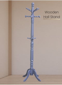 AFT Wood Coat Rack Freestanding, Entryway, Coat Stand with 11 Hooks & Stable Four-Legged Base, Rubber Wood Coat Tree Hall Tree Coat Hanger for Home Office Hall Entryway, Used in The Bedroom Living Room Office To Hang Clothes, Hats, Bags (Gray) Arfan  - Image 1