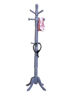 AFT Wood Coat Rack Freestanding, Entryway, Coat Stand with 11 Hooks & Stable Four-Legged Base, Rubber Wood Coat Tree Hall Tree Coat Hanger for Home Office Hall Entryway, Used in The Bedroom Living Room Office To Hang Clothes, Hats, Bags (Gray) Arfan  - Image 3