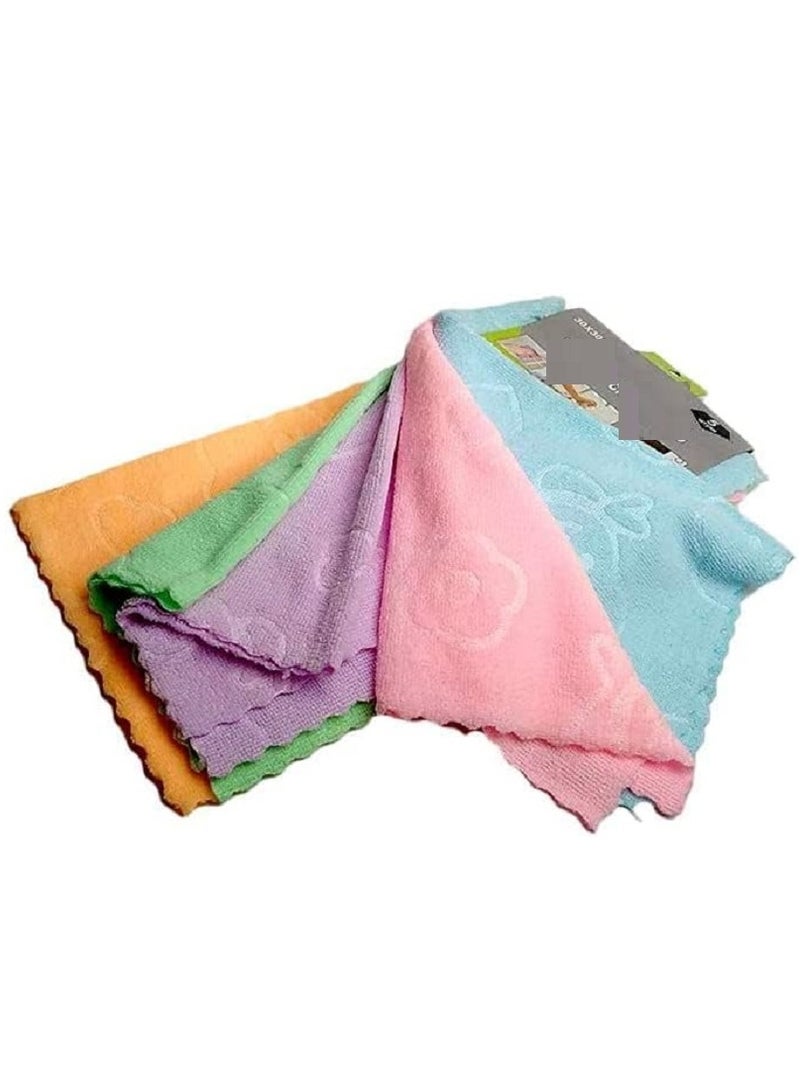 Set of 5 multi-colored microfiber kitchen towels, soft, absorbent and quick drying. - Image 1