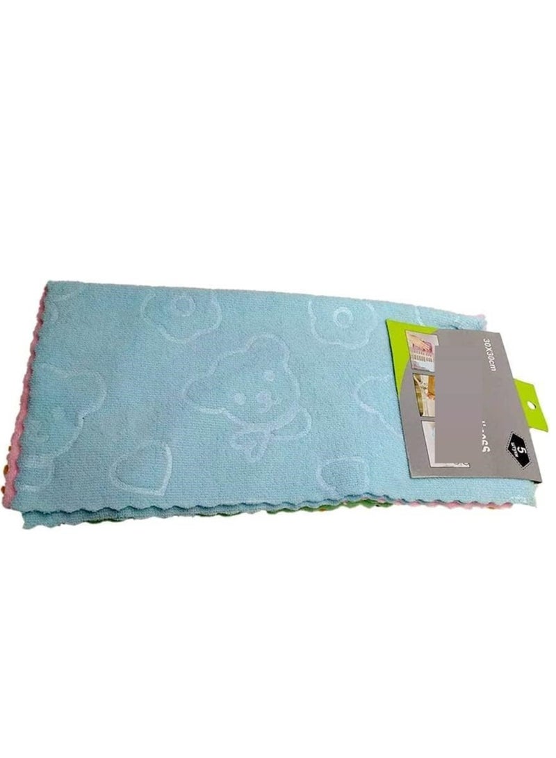 Set of 5 multi-colored microfiber kitchen towels, soft, absorbent and quick drying. - Image 2