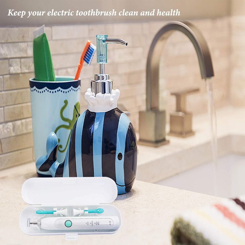 هوفيستي حافظة سفر لفرشاة الأسنان الكهربائية من (قطعتان)، حامل فرشاة أسنان محمول لفرشاة Oral-B Pro ومجموعات فرشاة الأسنان الكهربائية الأخرى (أزرق وأبيض) - Image 4