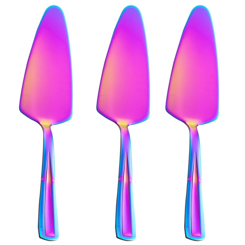 GoGeiLi Rainbow Pie Cake Server Set GoGeiLi 3Piece Stainless Steel Dessert Server Spatula for Pizza Pastry Cheese Dishwasher Safe