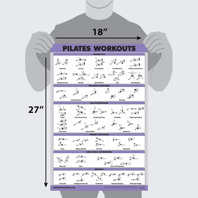 Palace Learning ملصق تمارين بيلاتس QuickFit - تمارين على حصيرة بيلاتس (مغلف، 18" × 24") - Image 1