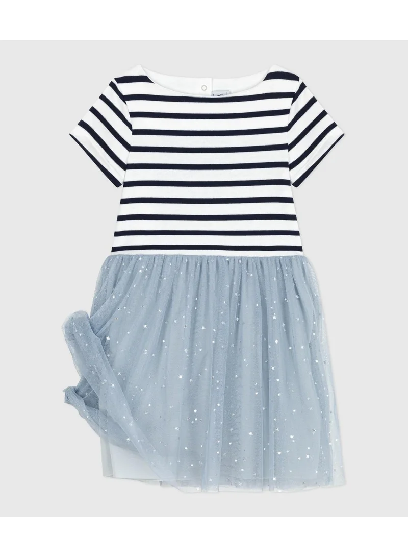 بيتي باتو فستان قطني مخطط بأكمام قصيرة للأطفال