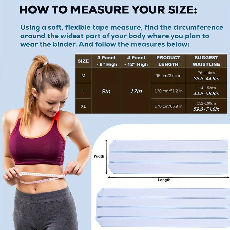 Adjustable Post Surgery Abdominal Binder Belt 12 Inch High Heavy Duty Tummy Tuck Compression Garment For Men Women Postpartum Belly Wrap C Section Bariatric Surgery Plus Size Waist Cincher White M - Image 1