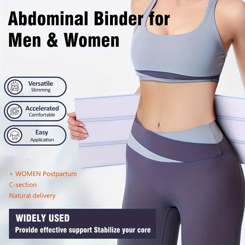 Adjustable Post Surgery Abdominal Binder Belt 12 Inch High Heavy Duty Tummy Tuck Compression Garment For Men Women Postpartum Belly Wrap C Section Bariatric Surgery Plus Size Waist Cincher White M - Image 2