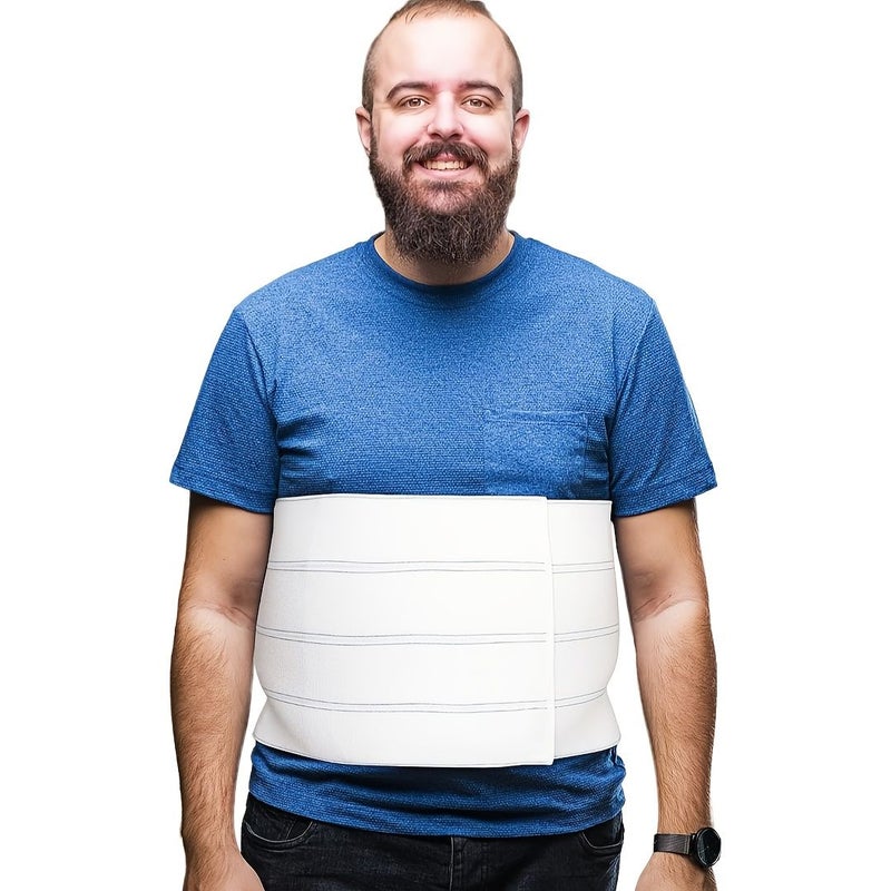 Adjustable Post Surgery Abdominal Binder Belt 12 Inch High Heavy Duty Tummy Tuck Compression Garment For Men Women Postpartum Belly Wrap C Section Bariatric Surgery Plus Size Waist Cincher White M - Image 3