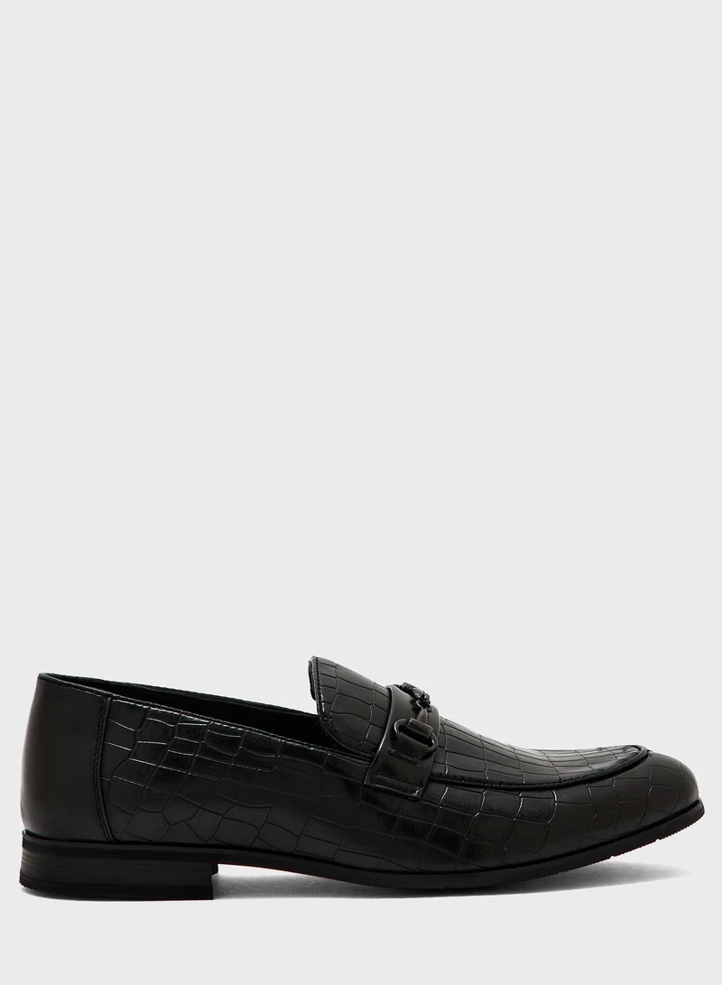 Robert Wood Croc Print Formal Slip Ons