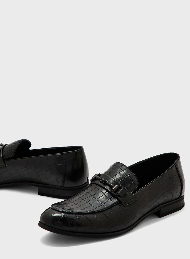 Robert Wood Croc Print Formal Slip Ons
