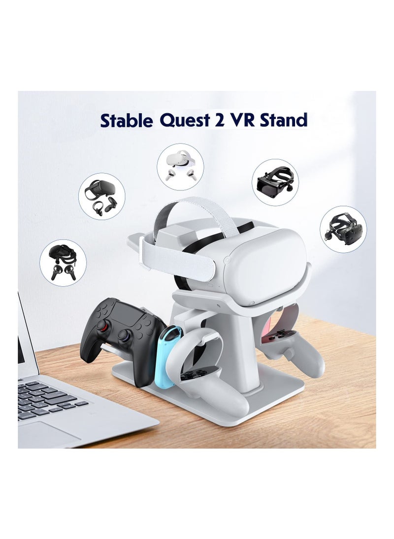 SYOSI - Multifunction VR Headset Stand for Headset Display Holder and Controller Holder White - Image 1