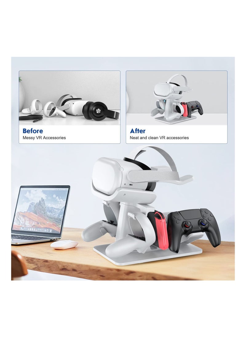 SYOSI - Multifunction VR Headset Stand for Headset Display Holder and Controller Holder White - Image 1