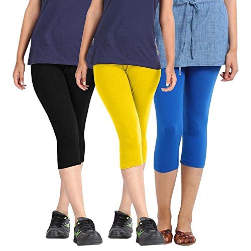 FeelBlue Women's Cotton Casual/Gym/Sports 3/4th Capri, Free Size - Image 1