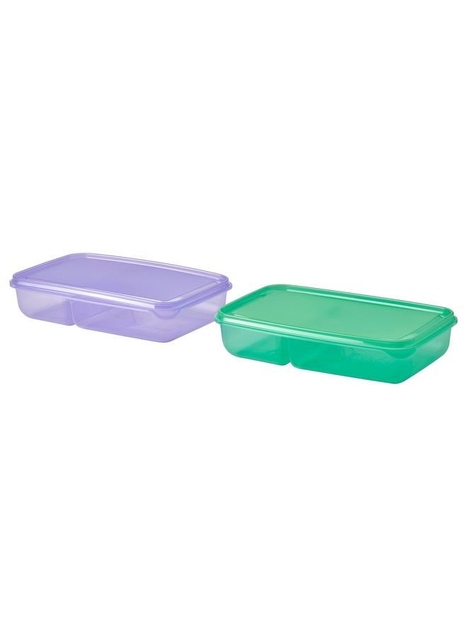 erorex Sandwich Container With Lid, Lilac/Green, 22X14X5 Cm - Image 1