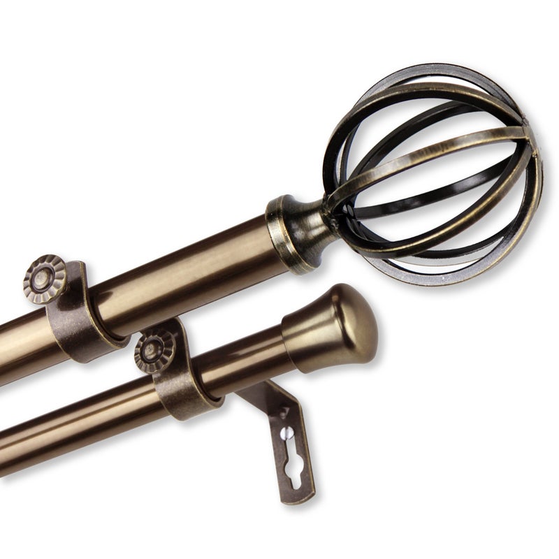 Rod Desyne Rod Desyne 34 Cage Double Window Curtain Rod 66120 inch Antique Brass 