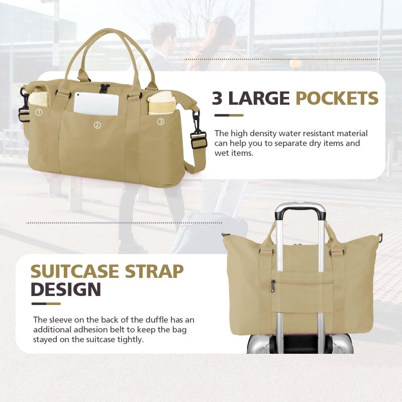 TOPBAG Travel Duffle Bag, Waterproof Weekender Bag Carry On Tote Bags for Women, Travel Essentials Sport Gym Bag for Men, Hospital Bag for Labor and Delivery, Overnight Bag Luggage Bag with Trolley Sleeve - Image 5