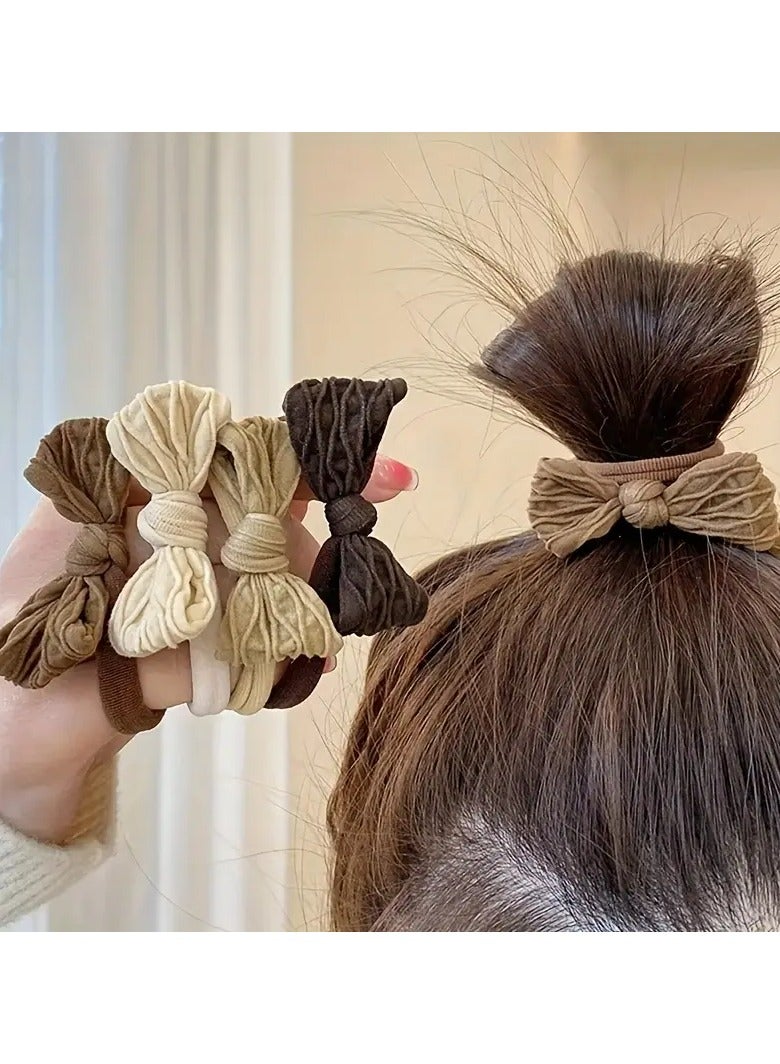 Ucanbe 10Pcs Polyester Bow Hair Scrunchies Set, Casual Elastic Hair Bands for Women, Minimalist Sweet Style Bowknot Ponytail Holders, Durable Fabric Hair Accessories for Teens and Adults  - Image 2