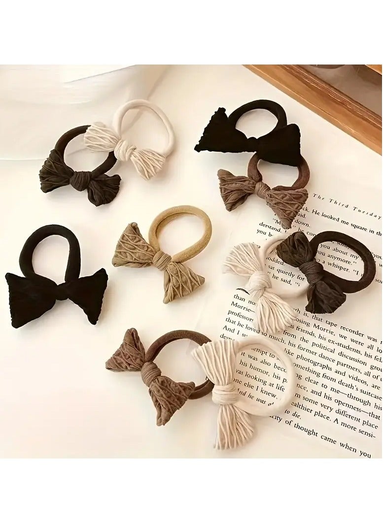 Ucanbe 10Pcs Polyester Bow Hair Scrunchies Set, Casual Elastic Hair Bands for Women, Minimalist Sweet Style Bowknot Ponytail Holders, Durable Fabric Hair Accessories for Teens and Adults  - Image 4