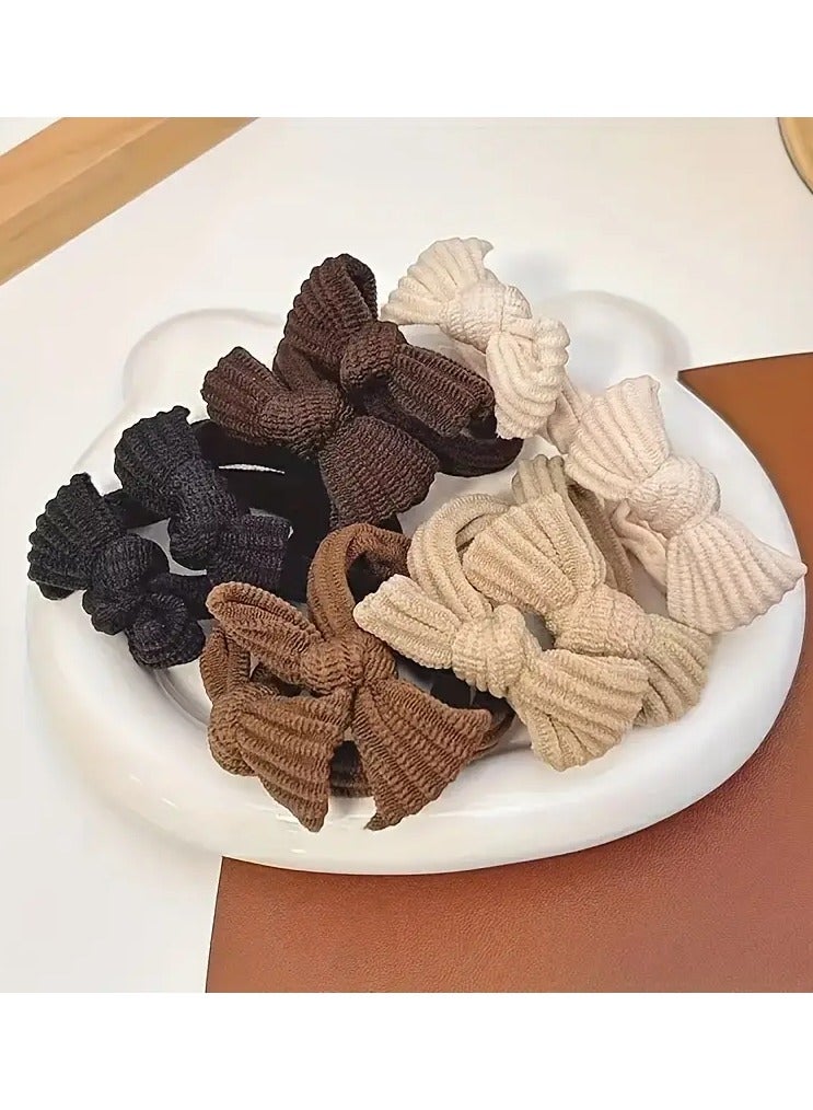 Ucanbe 10Pcs Polyester Bow Hair Scrunchies Set, Casual Elastic Hair Bands for Women, Minimalist Sweet Style Bowknot Ponytail Holders, Durable Fabric Hair Accessories for Teens and Adults  - Image 5
