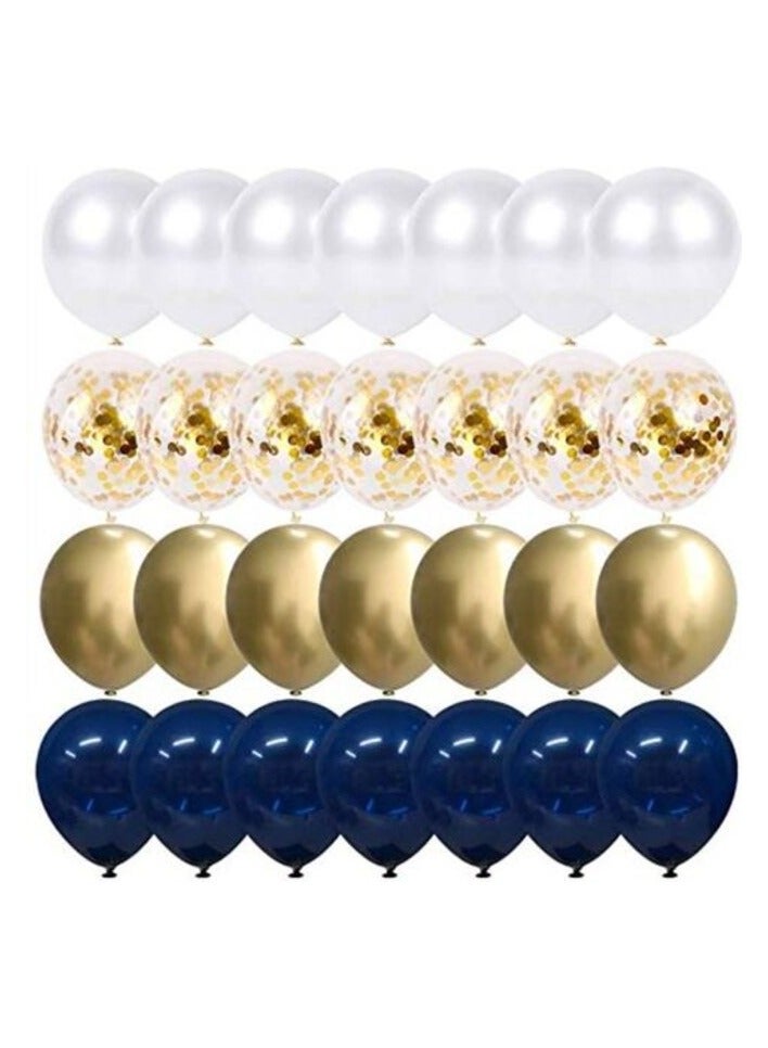 Promass Navy Blue And Gold Confetti Balloons, 50 Pcs 2 Inch Pearl White And Gold Metallic Chrome Birthday Balloons For Celebration Graduation Party Balloons - Image 1