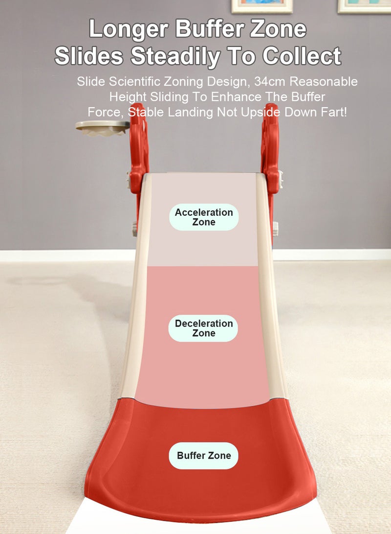 ما بيبي زحليقة قابلة للطي للأطفال من عمر 1 إلى 3 إلى 5 سنوات، زحليقة ترفيهية مستقلة للأطفال، مجموعة ألعاب صغيرة مناسبة للترفيه الداخلي والخارجي مع حامل كرة سلة، سهلة التجميع - Image 4