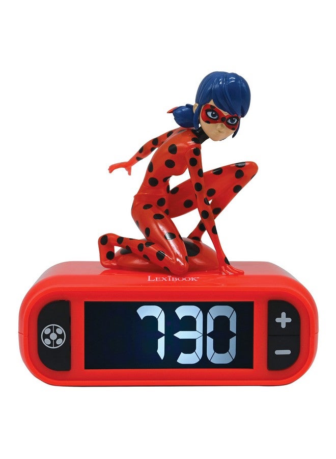 Lexibook - Miraculous Digital Alarm Clock with Night Light Snooze, Clock, Luminous Ladybug, Red colour - RL800MI - Image 1