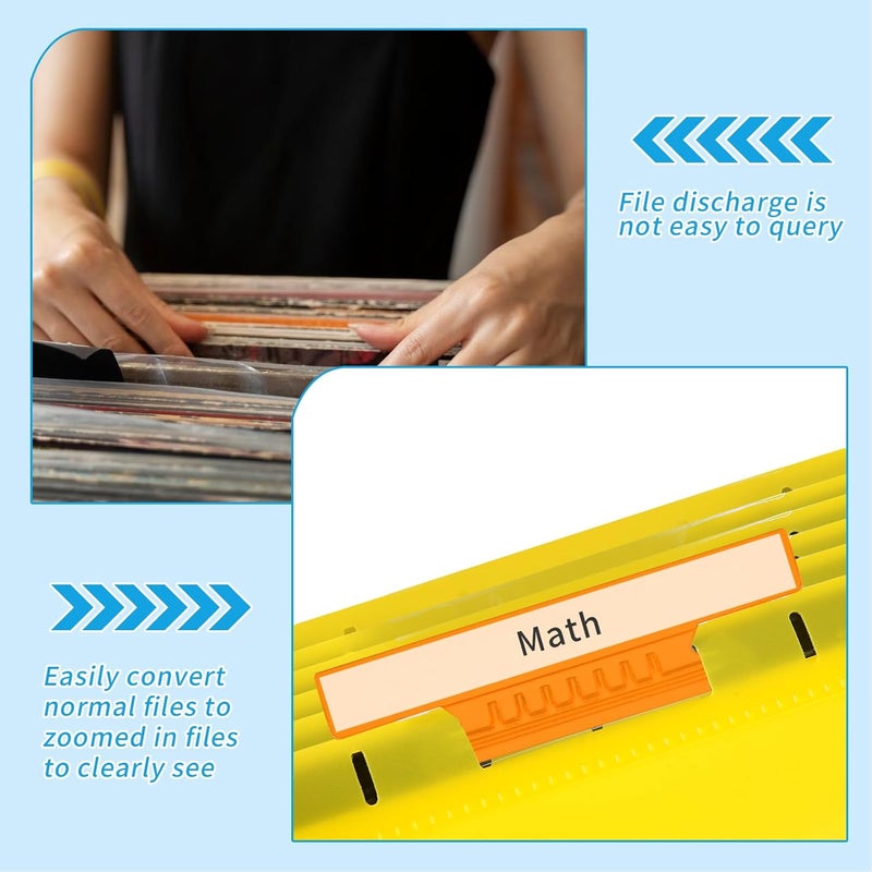 General need oriented design 100 Pieces 4 Inch Hanging File Folder Tabs and Inserts Large Clear Plastic Hanging Folder Tabs for Filing Cabinet Folders Labels Back to School Supplies Assorted Colors (100) Adjustable build - Image 5