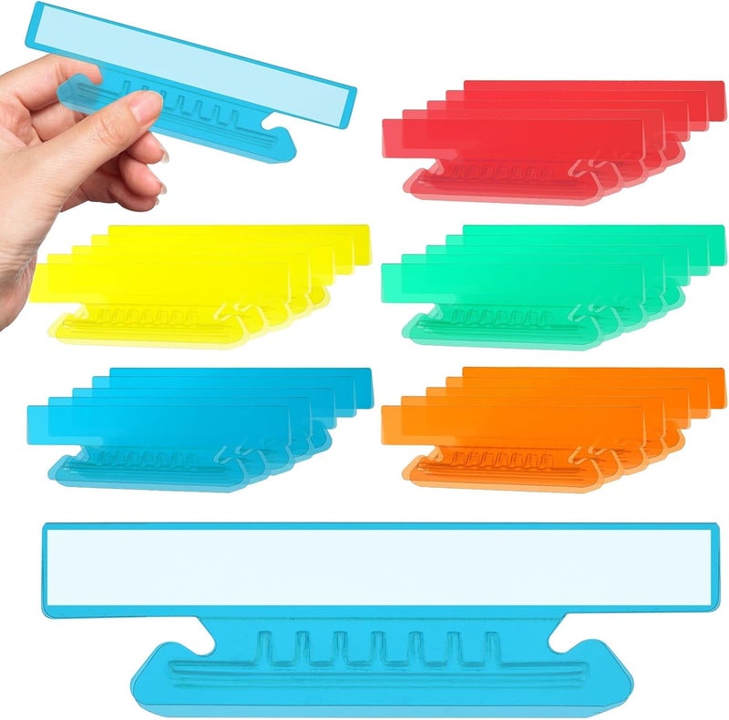 General need oriented design 100 Pieces 4 Inch Hanging File Folder Tabs and Inserts Large Clear Plastic Hanging Folder Tabs for Filing Cabinet Folders Labels Back to School Supplies Assorted Colors (100) Adjustable build - Image 1