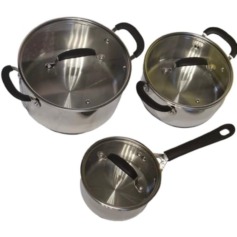 Tefal Jamie Oliver 6 Piece Set containing 3- Piece Set with lids: 16cm Saucepan and 20and24cm stewpots, Thermo Fusion, Oven Compatible, Silicon Handle and Glass lid - Image 2